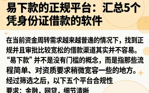 易下款的正规平台，汇总5个凭身份证借款的软件