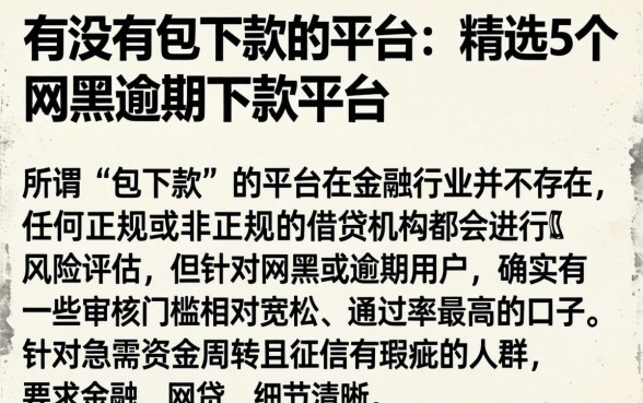 有没有包下款的平台，精选5个网黑逾期下款平台