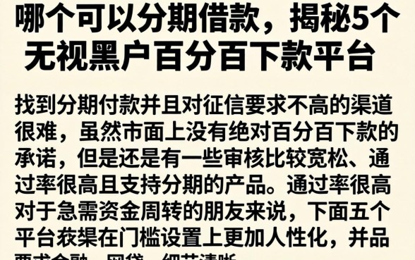 哪个可以分期借款，揭秘5个无视黑户百分百下款平台