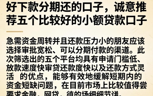 好下款分期还的口子，诚意推荐五个比较好的小额贷款口子