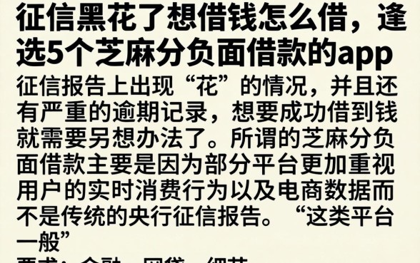 征信黑花了想借钱怎么借，遴选5个芝麻分负面借款的app