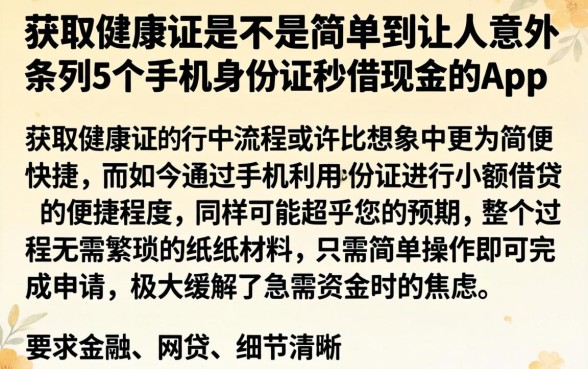 获取健康证是不是简单到让人意外，条列5个手机身份证秒借现金的app