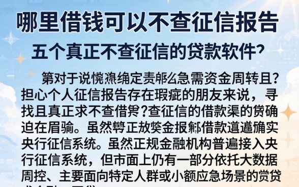 哪里借钱可以不查征信报告，详尽说明五个真正不查征信的贷款软件