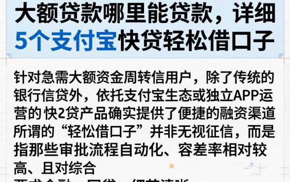 大额贷款哪里能贷款，详尽说明5个支付宝快贷轻松借口子
