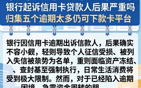 银行起诉信用卡贷款人后果严重吗，归集五个逾期太多仍可下款的平台