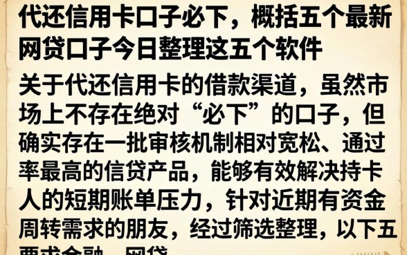代还信用卡的口子必下，概括五个最新网贷口子今日整理这五个软件