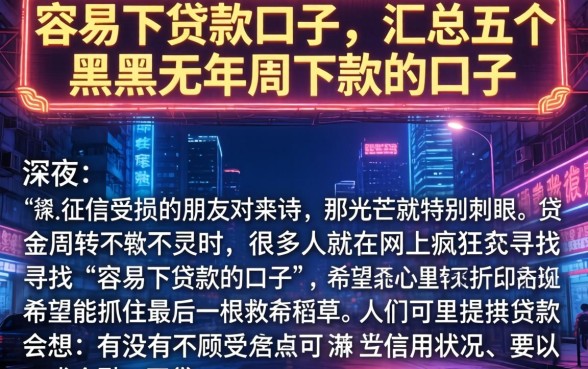 容易下贷款的口子，汇总五个黑户无条件下款的口子