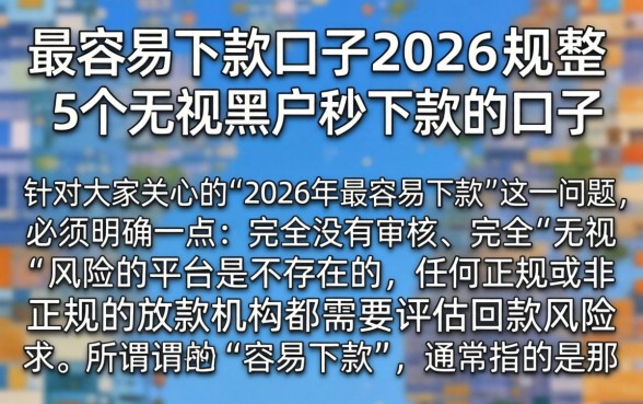 最容易下款的口子2026，规整5个无视黑户秒下款的口子