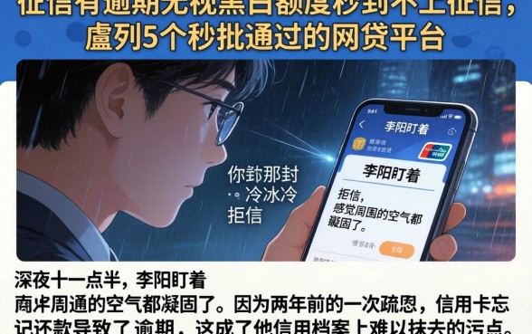 征信有逾期无视黑白额度秒到不上征信，胪列5个秒批通过的网贷平台