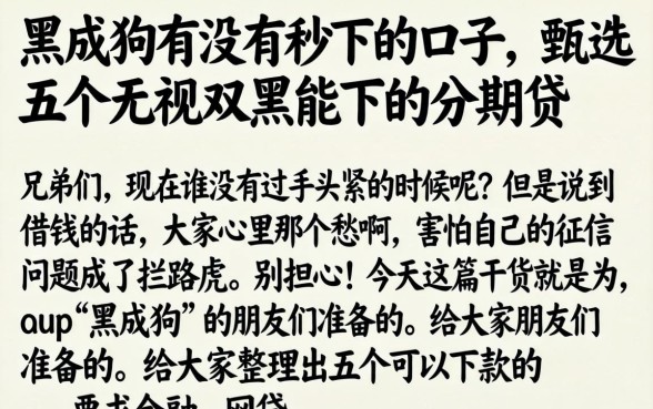 黑成狗有没有秒下的口子，甄选五个无视双黑能下的分期贷