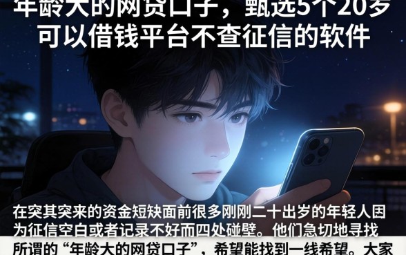 年龄大的网贷口子，甄选5个20岁可以借钱平台不查征信的软件