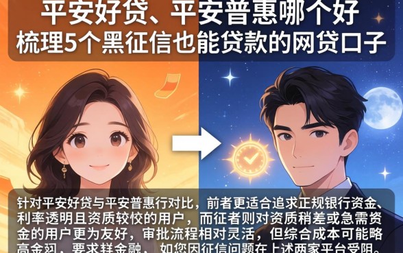平安好贷和平安普惠哪个好，梳理5个黑征信也能贷款的网贷口子