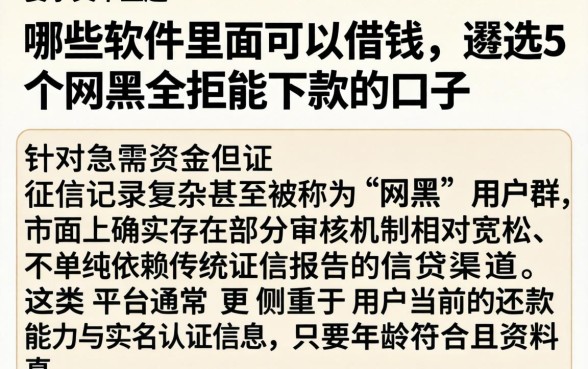 哪些软件里面可以借钱，遴选5个网黑全拒能下款的口子
