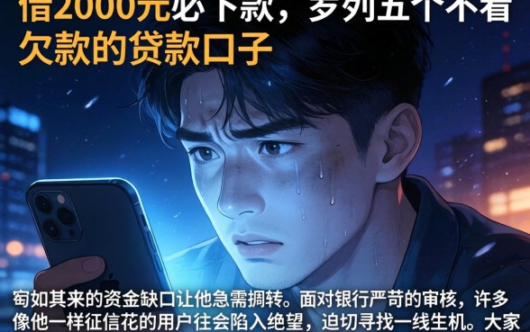 借2000元必下款,罗列五个不看欠款的贷款口子