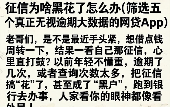 征信为啥黑花了怎么办，筛选五个真正无视逾期大数据的网贷app