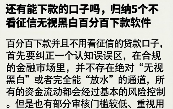 还有能下款的口子吗，归纳5个不看征信无视黑白百分百下款软件