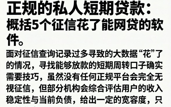正规的私人短期贷款,概括5个征信花了能网贷的软件