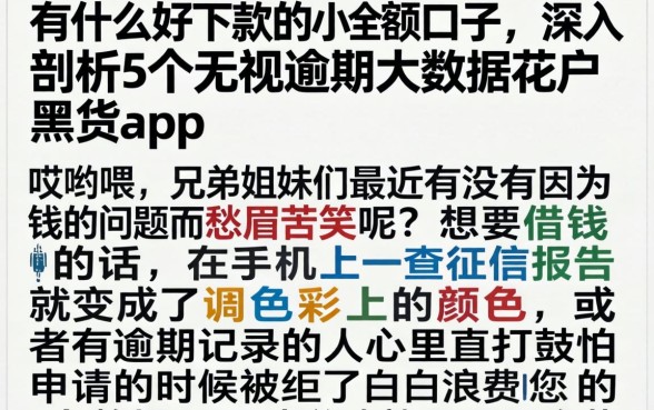 有什么好下款的小额口子，深入剖析5个无视逾期大数据花户黑户app