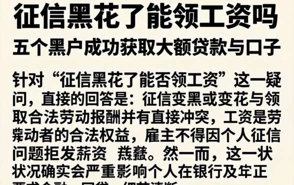 征信黑花了能领工资吗,详尽说明五个黑户成功获取大额贷款的口子