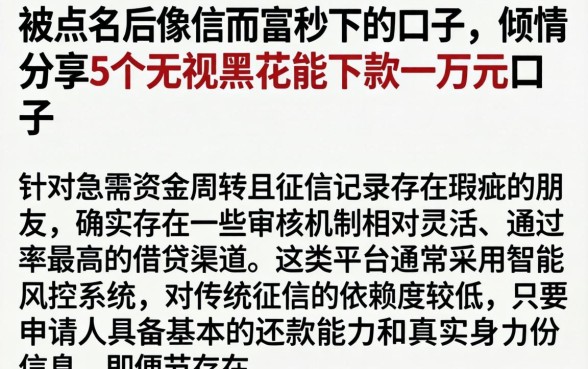 被点名后像信而富秒下的口子，倾情分享5个无视黑花能下款一万元口子