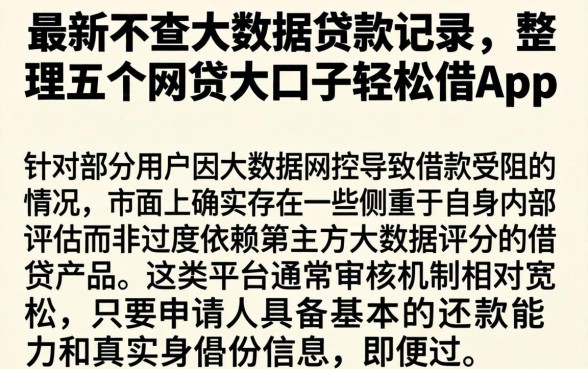 最新不查大数据贷款记录，整理五个网贷大口子轻松借app