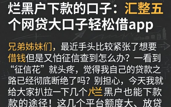 烂黑户下款的口子，汇整五个网贷大口子轻松借app
