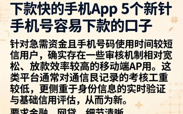 下款快的手机app，详细阐述5个新手机号容易下款的口子