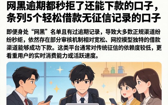 网黑逾期都秒拒了还能下款的口子，条列5个轻松借款无征信记录的口子