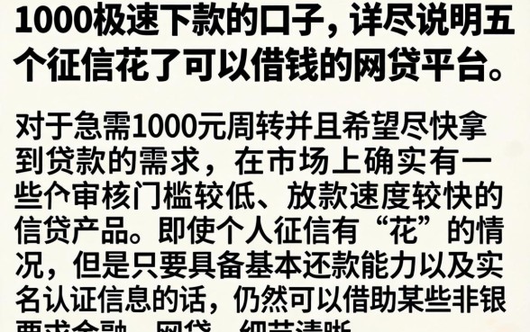 1000极速下款的口子，详尽说明五个征信花了可以借钱的网贷平台