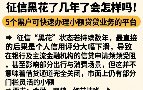 征信黑花了几年了会怎样吗，概括5个黑户可快速办理小额贷款业务的平台