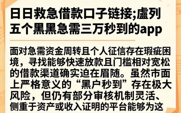 日日救急借款口子链接，胪列五个黑户急需三万秒到的的app