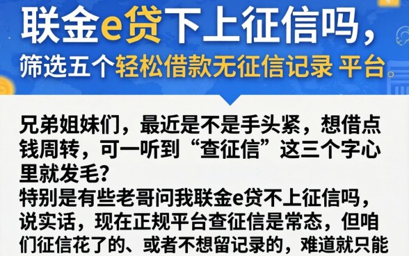 联金e贷不上征信吗，筛选五个轻松借款无征信记录的平台