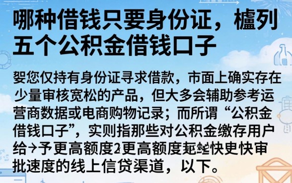 哪种借钱只要身份证，胪列五个公积金借钱口子