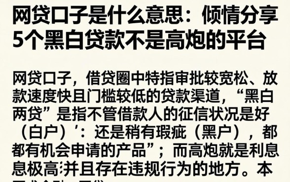 网贷口子是什么意思，倾情分享5个黑白贷款不是高炮的平台