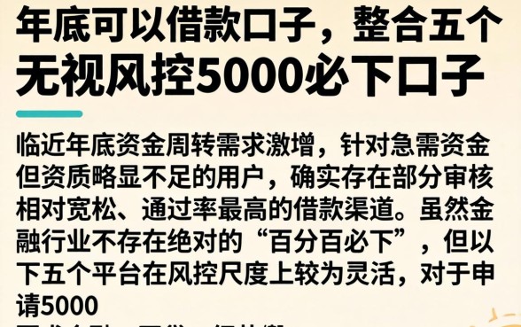 年底可以借款的口子，整合五个无视风控5000必下口子