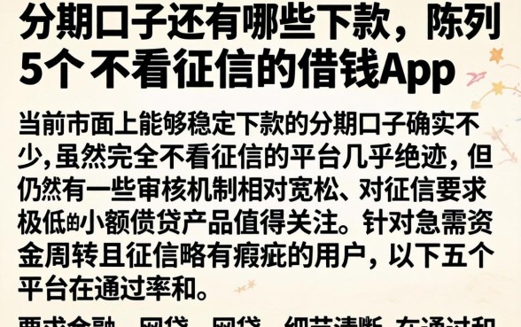 分期口子还有哪些下款，陈列5个不看征信的借钱app