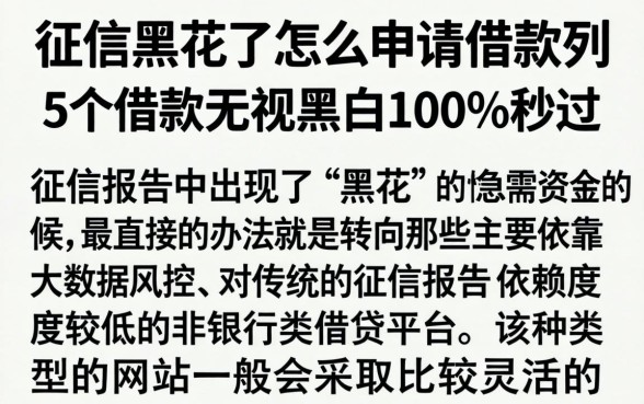 征信黑花了怎么申请借款，胪列5个借款无视黑白100%秒过