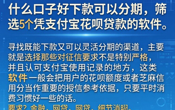 什么口子好下款可以分期，筛选5个凭支付宝花呗贷款的软件