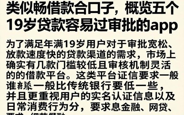 类似畅借款的口子，概览五个19岁贷款容易过审批的app