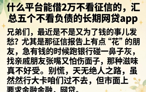 什么平台能借2万不看征信的，汇总五个不看负债的长期网贷app