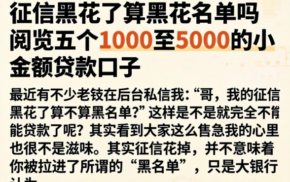 征信黑花了算黑花名单吗，概览五个1000至5000的小额贷款口子