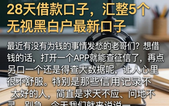 28天的借款口子,汇整5个无视黑白户最新口子