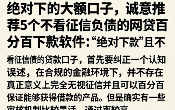 绝对下的大额口子,诚意推荐5个不看征信负债的网贷百分百下款软件