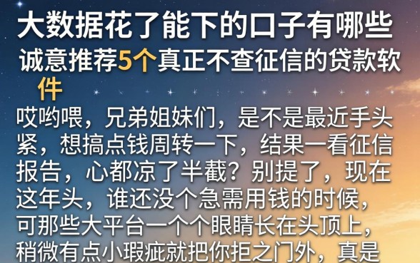 大数据花了能下的口子有哪些，诚意推荐5个真正不查征信的贷款软件