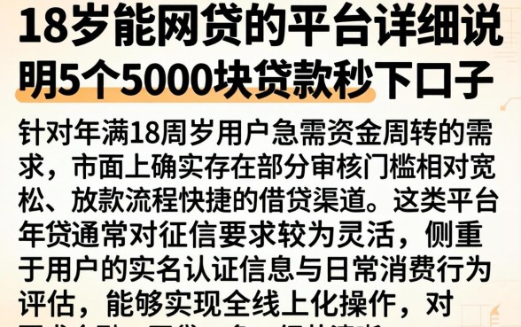 18岁能网贷的平台，详尽说明5个5000块贷款秒下口子