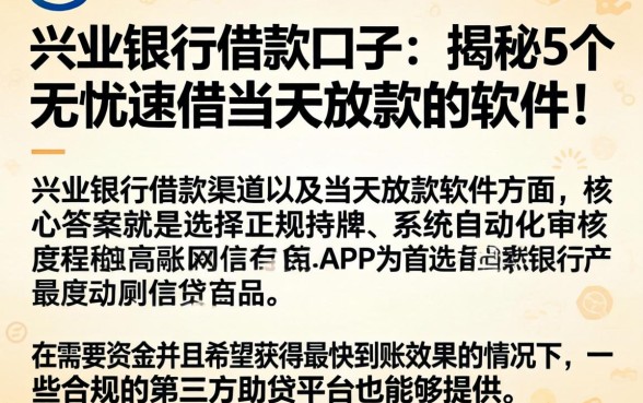 兴业银行借款口子,揭秘5个无忧速借当天放款的软件