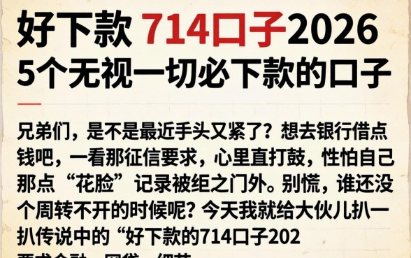 好下款的714口子2026，详尽说明5个无视一切必下款的口子