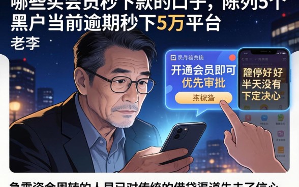 哪些买会员秒下款的口子，陈列5个黑户当前逾期秒下5万平台