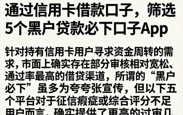 通过信用卡借款的口子，筛选5个黑户贷款必下口子app