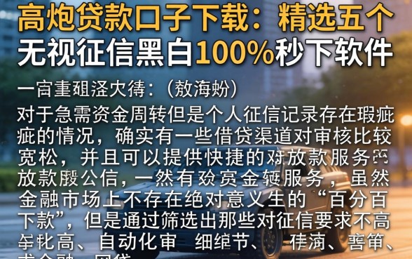 高炮贷款口子下载，精选五个无视征信黑白100%秒下软件
